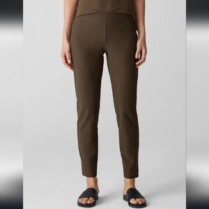 Eileen Fisher Washable Stretch Crepe Slim Ankle Pant, Brown, Size XL, NWT